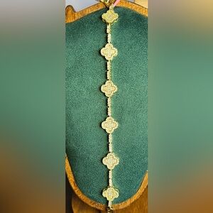 Gold AAA CZ Clover Link Bracelet 7.5”